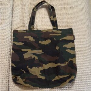 J. Crew Green and Tan Camouflage Tote